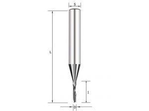 Фреза спиральная Z1 (нижний рез) D=2x10x60 Z=1 S=8 Tideway LC20202108
