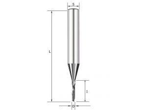 Фреза спиральная Z1 (верхний рез) D=2x10x60 Z=1 S=8 Tideway LC20102108