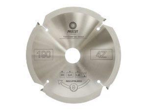 Пила алмазная по фиброцементу и гипсокартону с алмазными PCD зубьями  190x30x2.4/1.8 Z=4 PROCUT