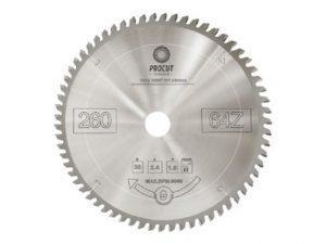 Пила торцовочная с тонким пропилом 260x30x2.4/1.6 Z=64 Negative tooth -5 PROCUT 797.2603064A