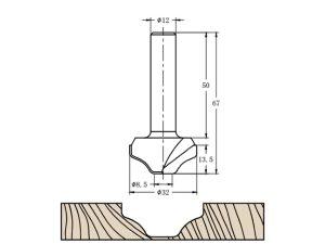 Фреза алмазная филёночная TD-041.32 D=32x13.5x67 S=12 Rotis 413212.03