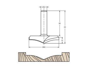 Фреза алмазная филёночная TD-101 D=60x12x65 S=12 Rotis 1016012.02