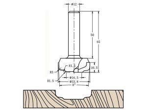 Фреза алмазная филёночная TD-082 D=33.8x10.5x65 S=12 Rotis 1213312.01