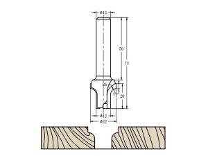Фреза алмазная Скругление TD-122 R=5 D=22x20x73 S=12 Rotis 122212.01