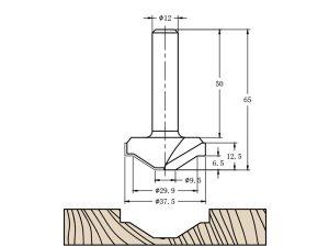 Фреза алмазная филёночная TD-173 D=37x12.5x65 S=12 Rotis 173712.01