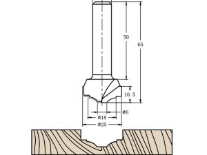 Фреза алмазная филёночная TD-201 D=25x10.5x65 S=12 Rotis 2012512.01