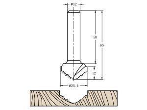 Фреза алмазная филёночная TD-041 D=25x12x65 S=12 Rotis 412512.01