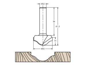 Фреза алмазная филёночная TD-041.34 D=34x14x67.5 S=12 Rotis 413412.02