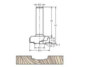 Фреза алмазная филёночная TD-081 D=34x10x63 S=12 Rotis 813412.01