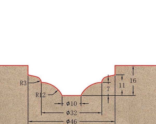 Фреза профильная для фасадов D46xH16xL61 S=12 GREENCUT BX11102