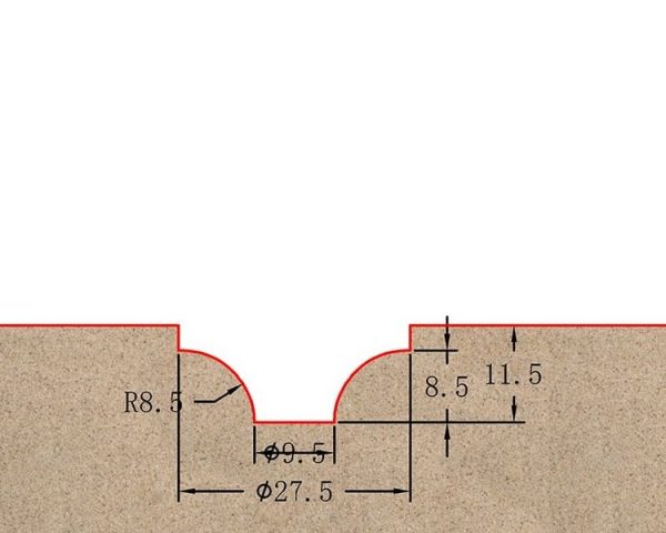 Фреза профильная для фасадов D27.5xH11.5xL56.5 S=12 GREENCUT BX11127