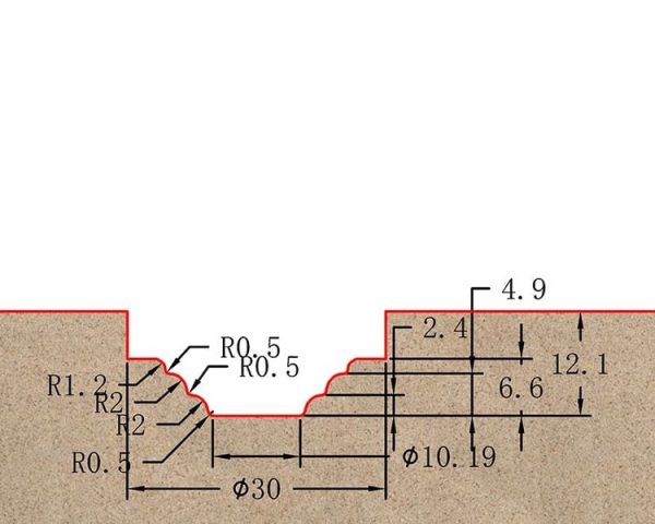 Фреза профильная для фасадов D30xH12.1xL57.1 S=12 GREENCUT BX11136