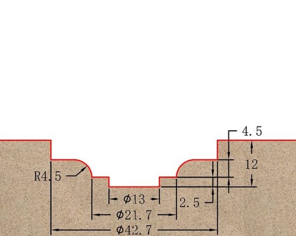 Фреза профильная для фасадов D42.7xH12xL57 S=12 GREENCUT BX11150