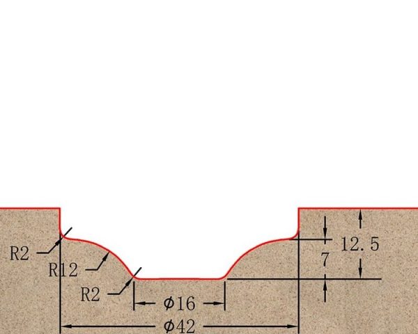 Фреза профильная для фасадов D42xH12.5xL57.5 S=12 GREENCUT BX11182