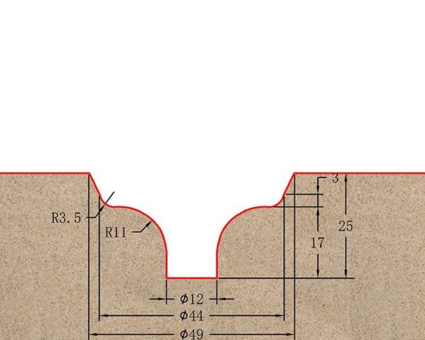 Фреза профильная для фасадов D49xH25xL80 S=12 GREENCUT BX11190