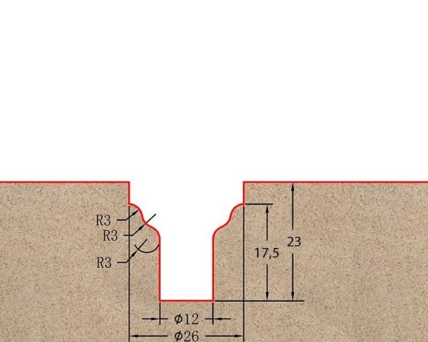 Фреза профильная для фасадов D26xH22.3xL77.3 S=12 GREENCUT BX11240