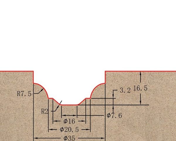 Фреза профильная для фасадов D35xH16.5xL61.5 S=12 GREENCUT BX11253