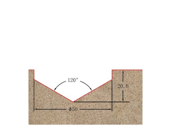 Фреза профильная для фасадов D50xH20.6xL52 V=120° GREENCUT BX11304